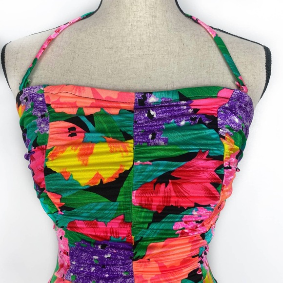 Catalina Halter Tropical Print Swimsuit One Piece Womens Sz 10 Made in USA - Picture 7 of 13